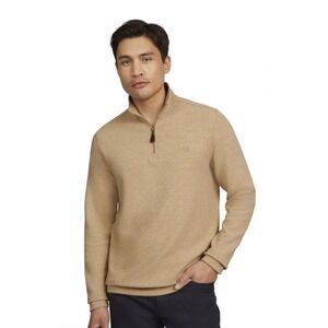 Chaps Men's & Big Men's Jaspe Quarter Zip Sweater. Color Camel Beige. Size 2XL